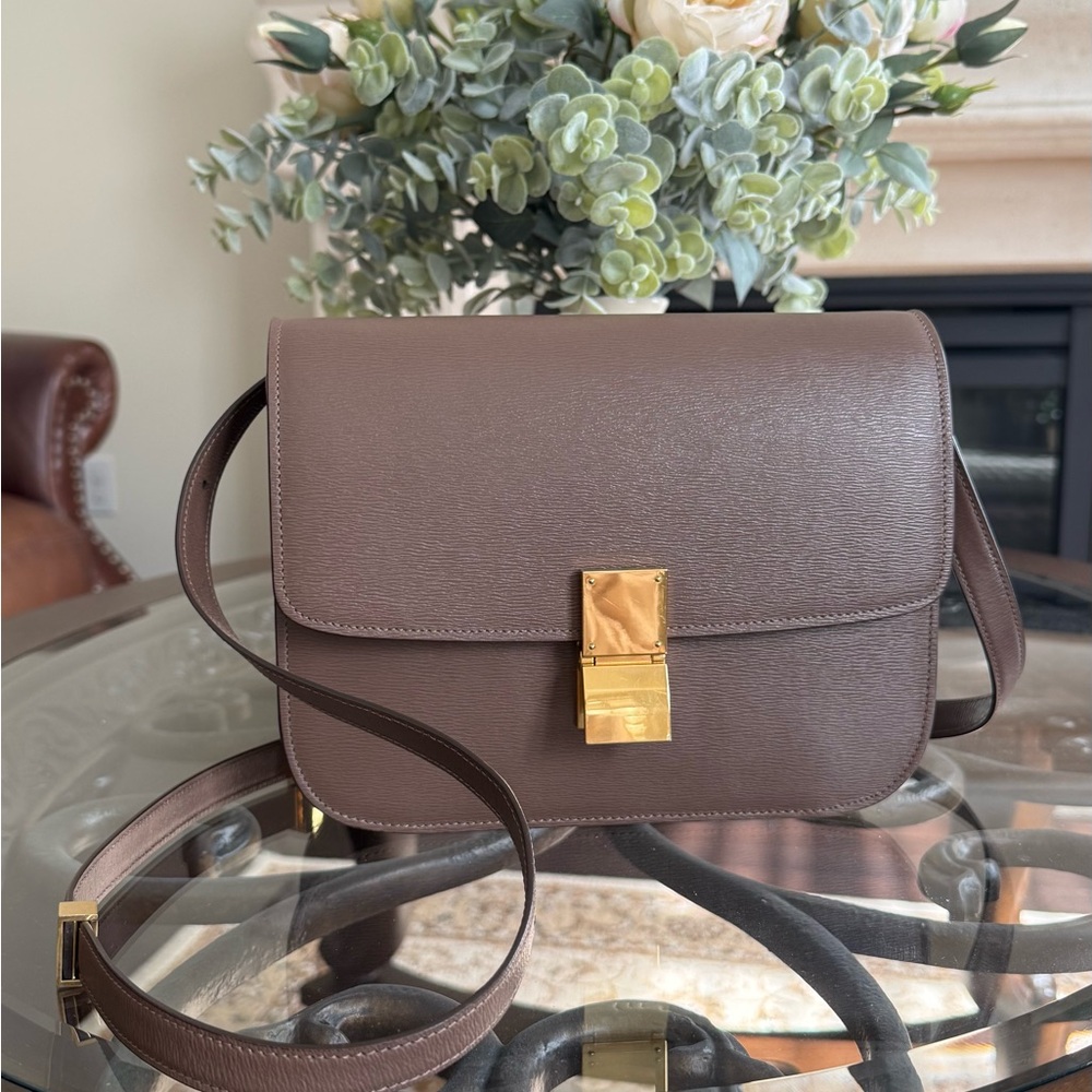 Celine medium classic bag in liege calfskin - taupe